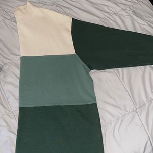 Green and tan turtleneck